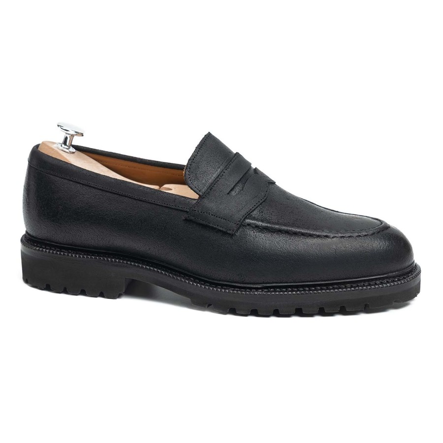 Hommes Meermin Flaneurs | 116384 - Black Waxy Commander - E (Systeme Ultraflex)